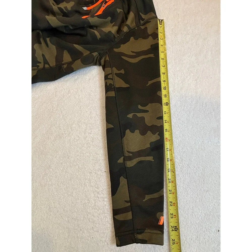 Russell Athletic Mens Camo Quarter Zip Pullover Fleece Jacket Orange Trim Medium
